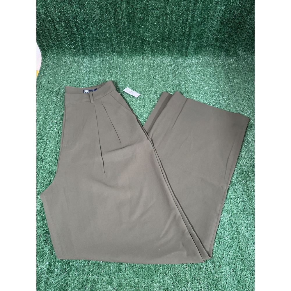 Gap Curvy 365 High Rise Trouser Pants Olive Green Wide Leg Pleated 10 Tall NWT